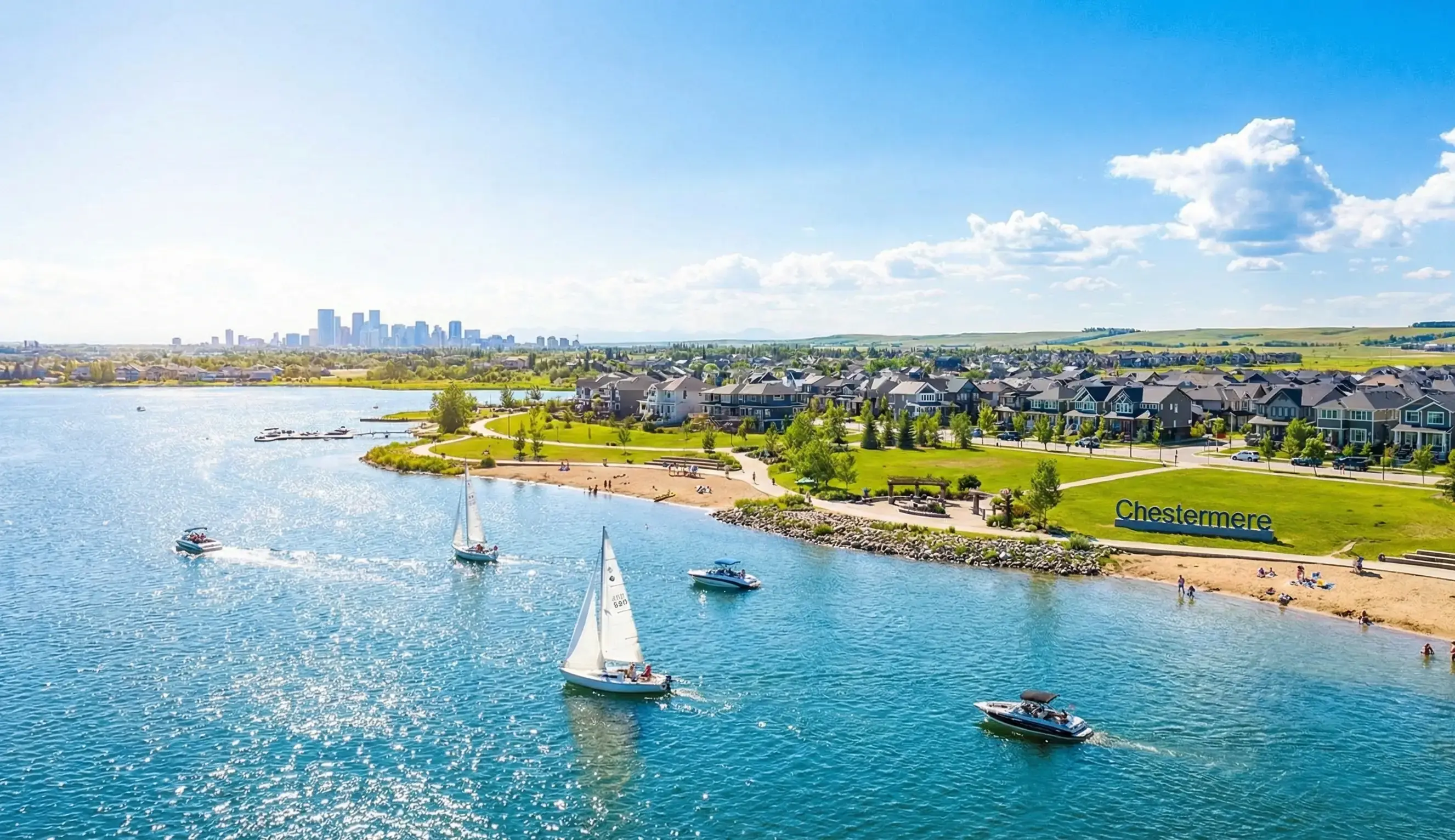 Chestermere Lake waterfront view representing Can Do More Renovations lakeside service area