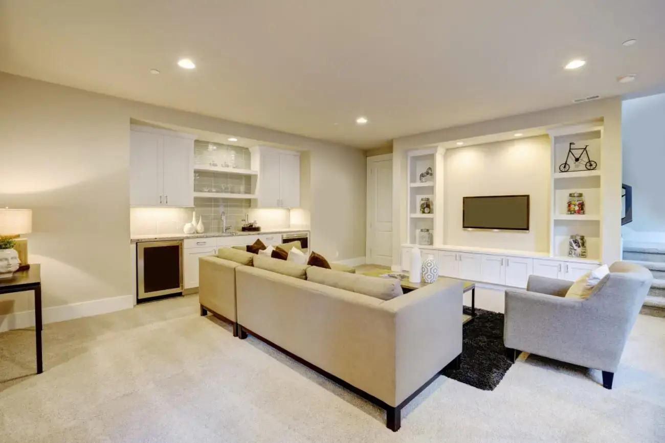 Complete basement transformation by Can Do More Renovations