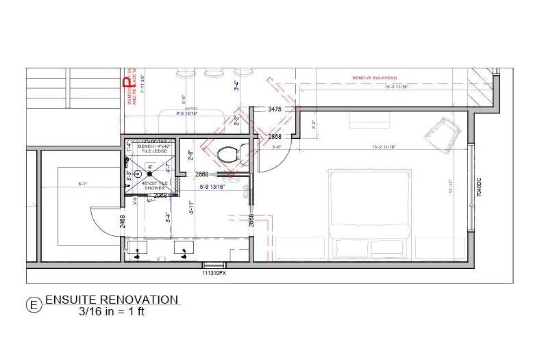 Fordyce ensuite renovation architectural drawings with electrical plan