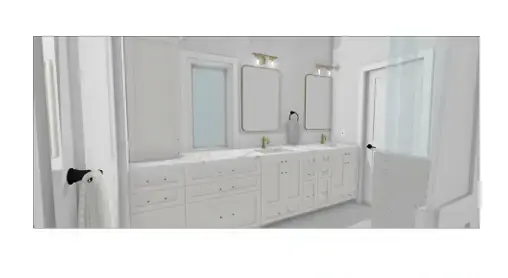 Fordyce bathroom 3D rendering with modern vanity and fixtures